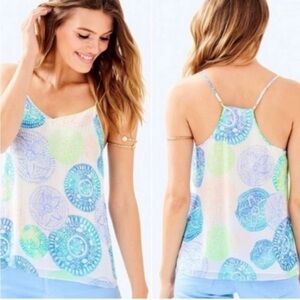 Lilly Pulitzer Dust sand dollar print Silk Metallic Lined light breezy Tank Top